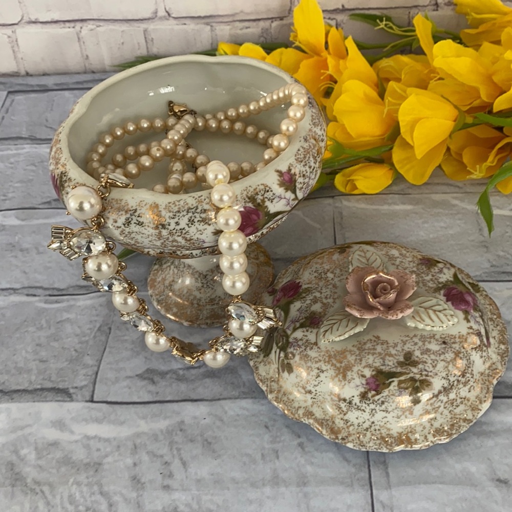 Vintage Betson’s Handpainted porcelain campote